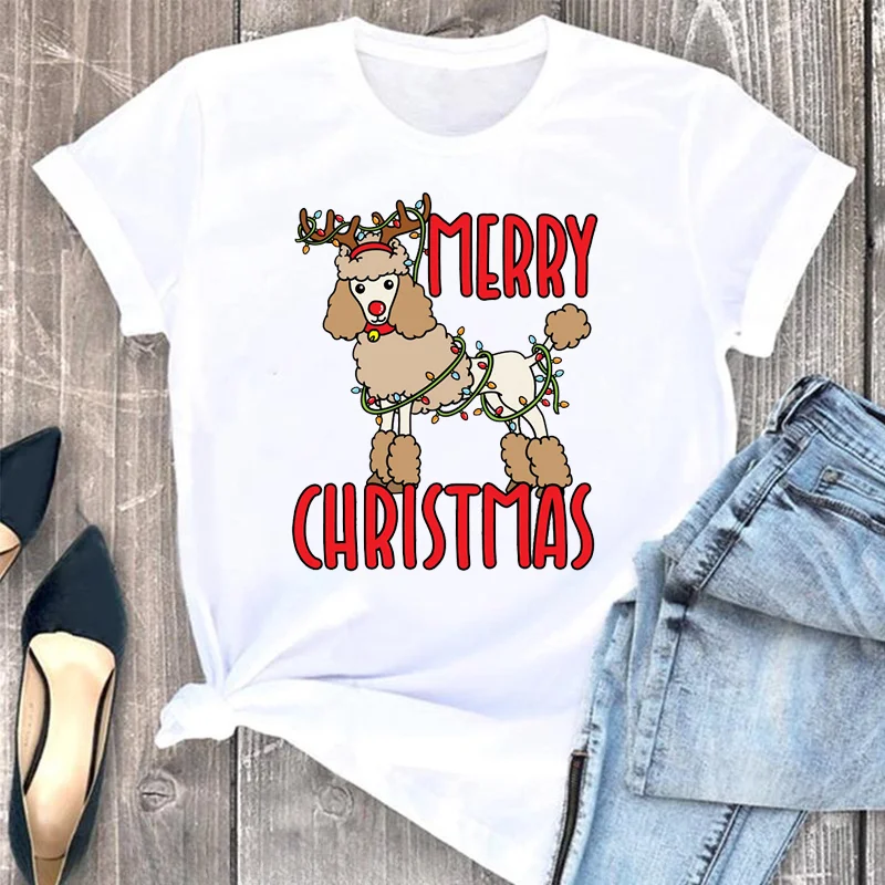 thumbnail image 1 of Bonita camiseta con estampado de animales de caniche rosa para niños, camiseta blanca para amantes de los perros, camiseta de verano de algodón Y2k, ropa para niños, camisetas para bebés, niños y niña, 1 of 5