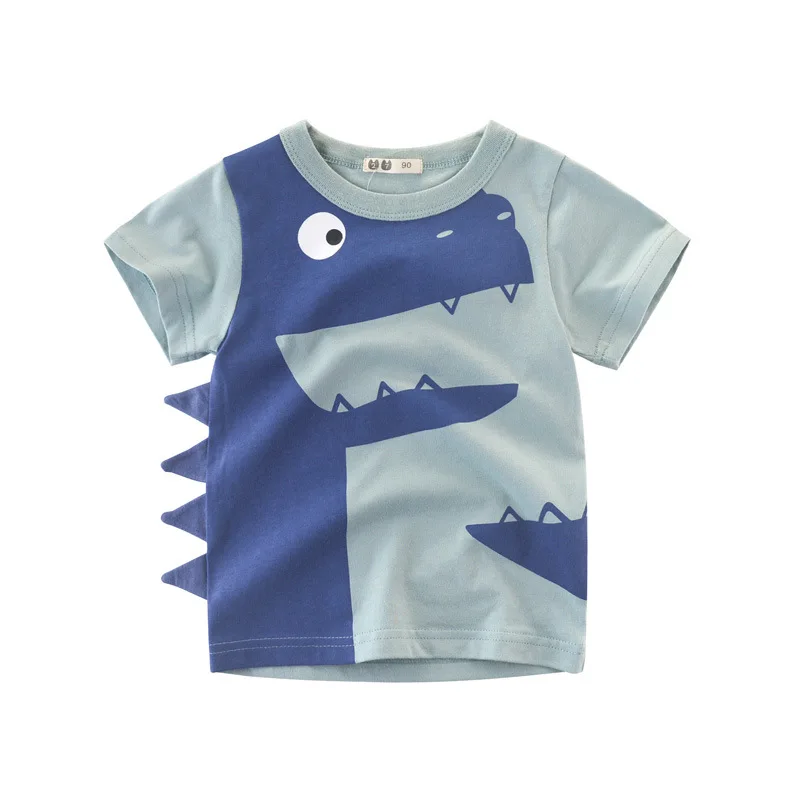 2024 Children 3D Cartoon Short T-Shirts Clothes for Boy 100% Cotton Short Sleeve Dinosaurs Cute Kids Casual Sport Top Tees 2
