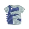 2024 Children 3D Cartoon Short T-Shirts Clothes for Boy 100% Cotton Short Sleeve Dinosaurs Cute Kids Casual Sport Top Tees 2