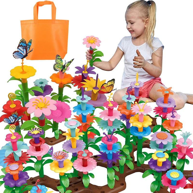 

DIY Flower Garden Building Toys, Growing Flower Blocks Playset for Kids, Preschool Educational Set for Age 3-7 Years Boys Girls