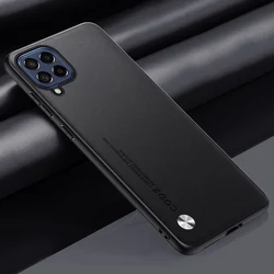Premium PU Leather Matte Silicone Shockproof Phone Case - Luxury Protection for Samsung M12 (Black)