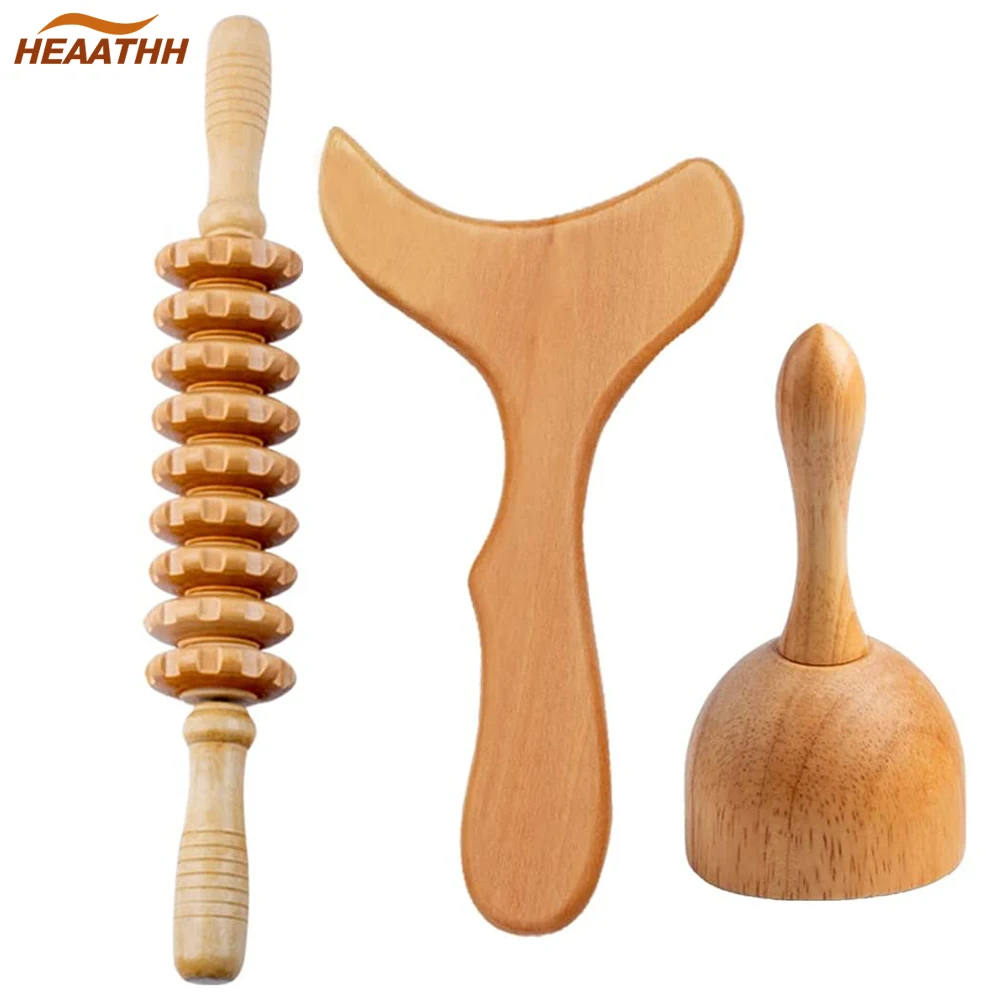 3PCS Wooden Massage Roller Stick Swedish Cup Lymphatic Drainage Massager Wood Therapy Tools for Body Sculpting Anti-Cellulite 3pcs pyrography tips replacement wood burning tips pyrography wire pen nibs wooden burning wire nibs