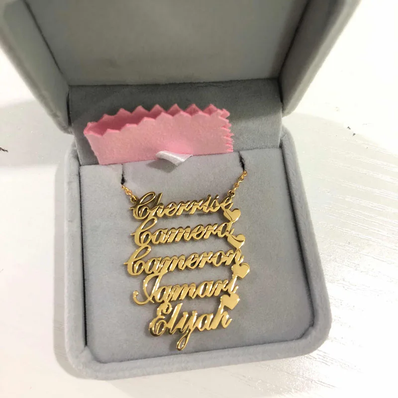 Collar con nombres de corazones personalizados para mujer y niña, joyería de acero inoxidable, placa de identificación de múltiples capas, Gargantilla, regalos románticos