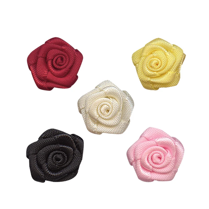 50 PCS 15mm Rose Bows Satin Ribbon For Christmas Packing Wedding DIY Sewing Wrapping Gifts Accessorie