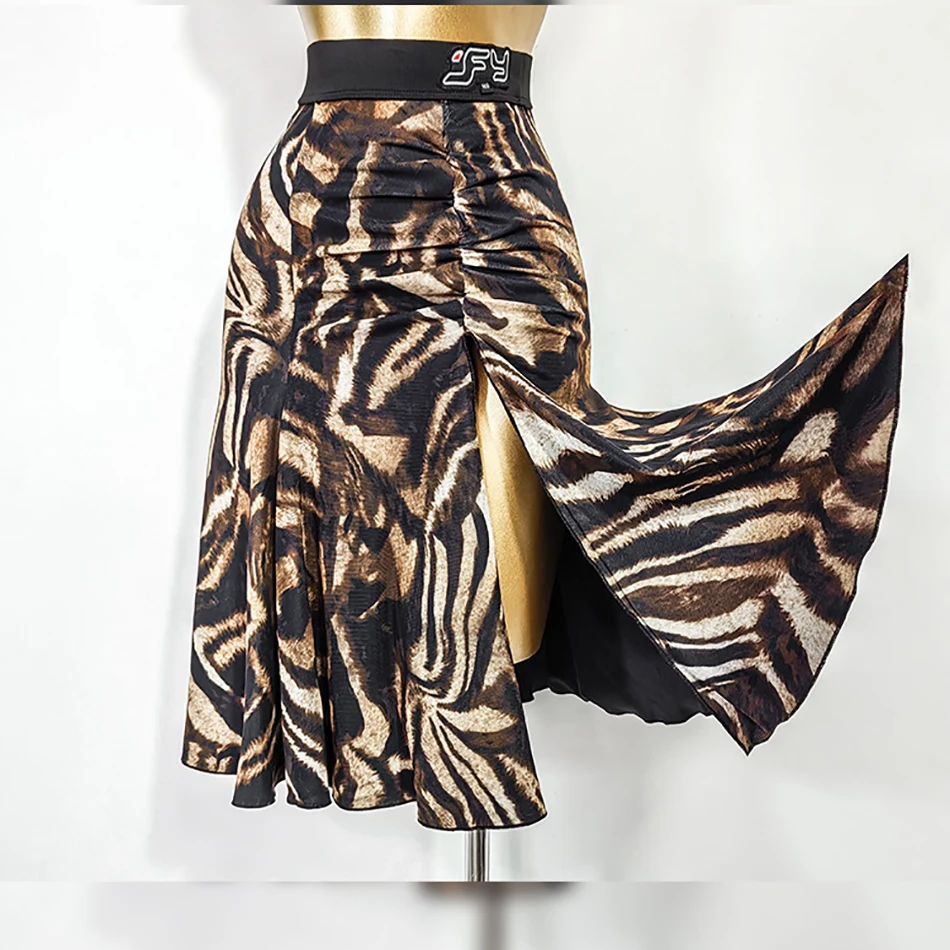 Dance Dress Dance Skirt Women Leopard and Black Two Side Wear Latin Ballroom Tango Chacha Belly Dancing