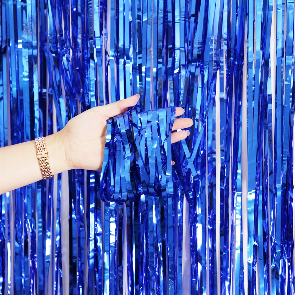 קישוטי מסיבת זרמים כחולים כהה רקמה רקע פולי פרנזים וילון מסיבת אוקיינוס יומולדת מסיבת תינוקות חגיגה