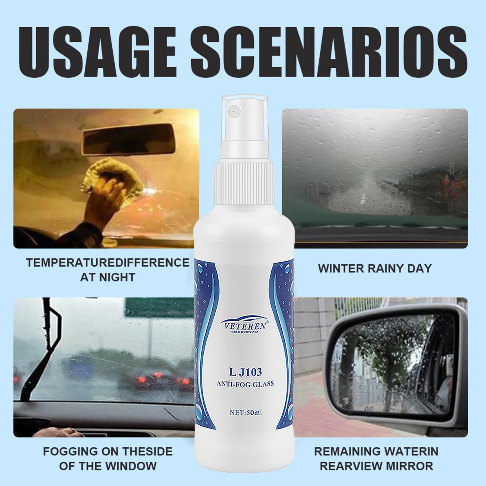 Anti Fog Spray For Windshield Glasses Defogger For Eyeglasses Long-Lasting  Waterproof Coating Agent Glass Cleaner For Mirrors