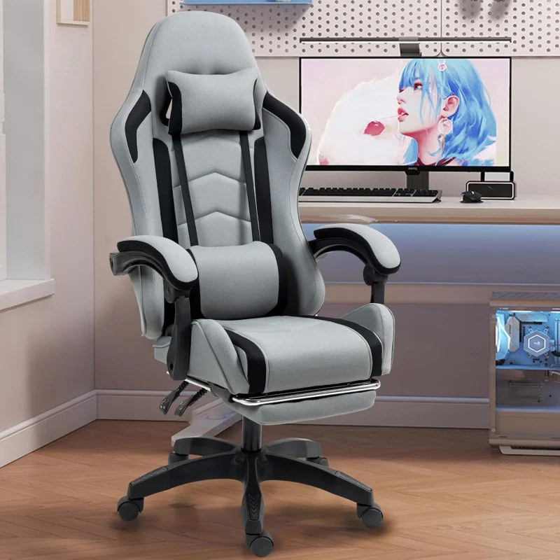 كرسي مكتب الألعاب عالي الظهر من الجلد قابل للتعديل