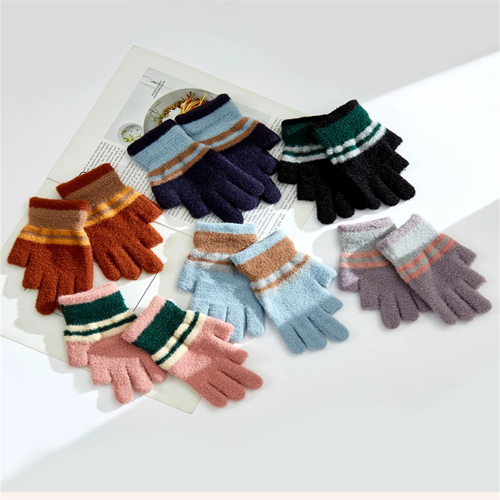 

Зимние теплые перчатки с открытыми пальцами для учеников начальной школы 7-12 лет