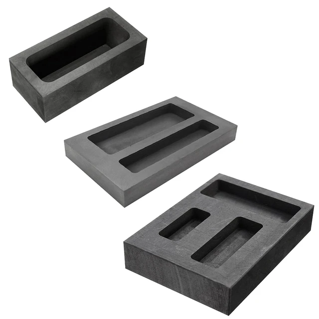 2X Graphite Ingot Mold Silver Ingot Mould Gold Casting Ingot Crucible Mold  (1000 G Gold/ 500G Silver) 