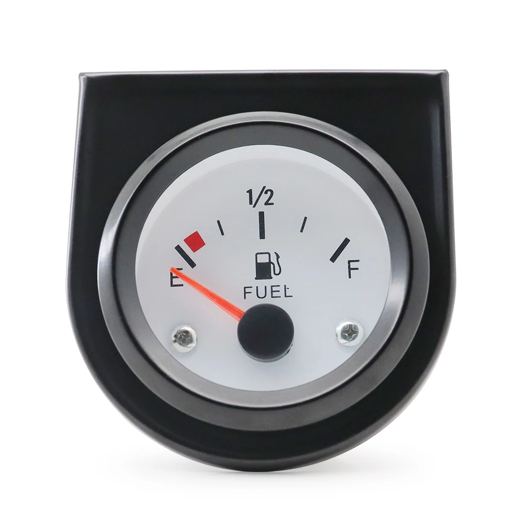 2" 52mm White/ Black Face Fuel Level Gauge Car Meter Fuel Float Sensor White LED Light Black Rim Automotive Gauges 12V Fuel Level Gauge