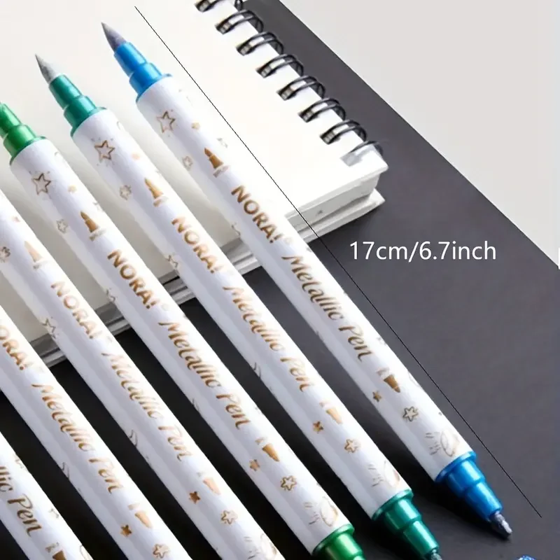 Metallic Glitter Marker Pens Dual Tip Brush And Fine Point Pens For DIY Album Black Cards Scrapbooking Craft Supplies 10pcs