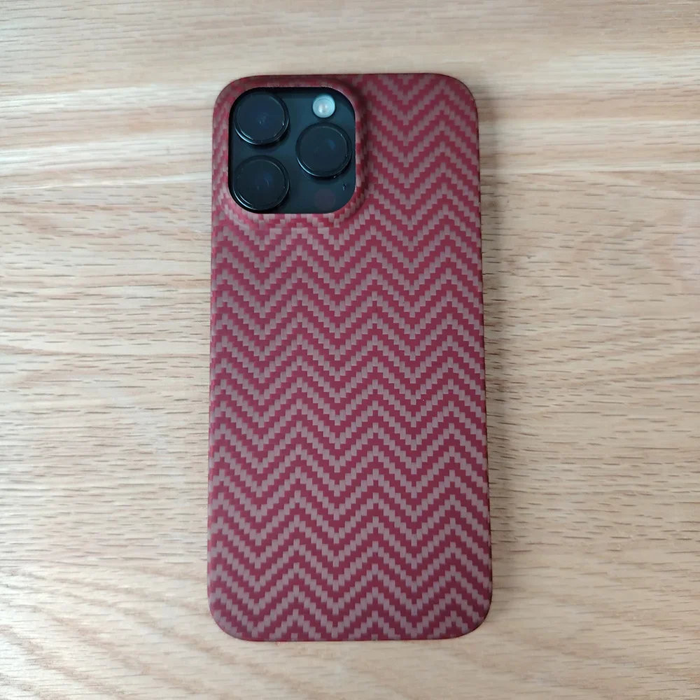 HKSN red case for ip15 pro max case Kevlar Aramid Carbon Fiber Geometric lightweight thin Anti-Scratch Non-Slip Washable 02
