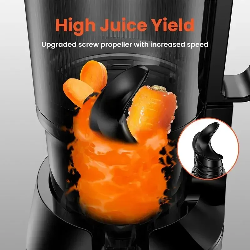 Cold Press Juicer, JoyBear Slow Masticating Machines with 4.3" Extra Large Feed Chute, Fit Whole Fruits & Vegetables, 3