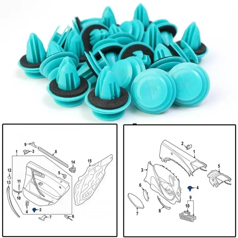 100-20PCS Auto Door Panel Clip with Seal Ring Auto Fastener Rivet Bumper Clip Retainer Car Interior Retaining Accessories auto fastener clips