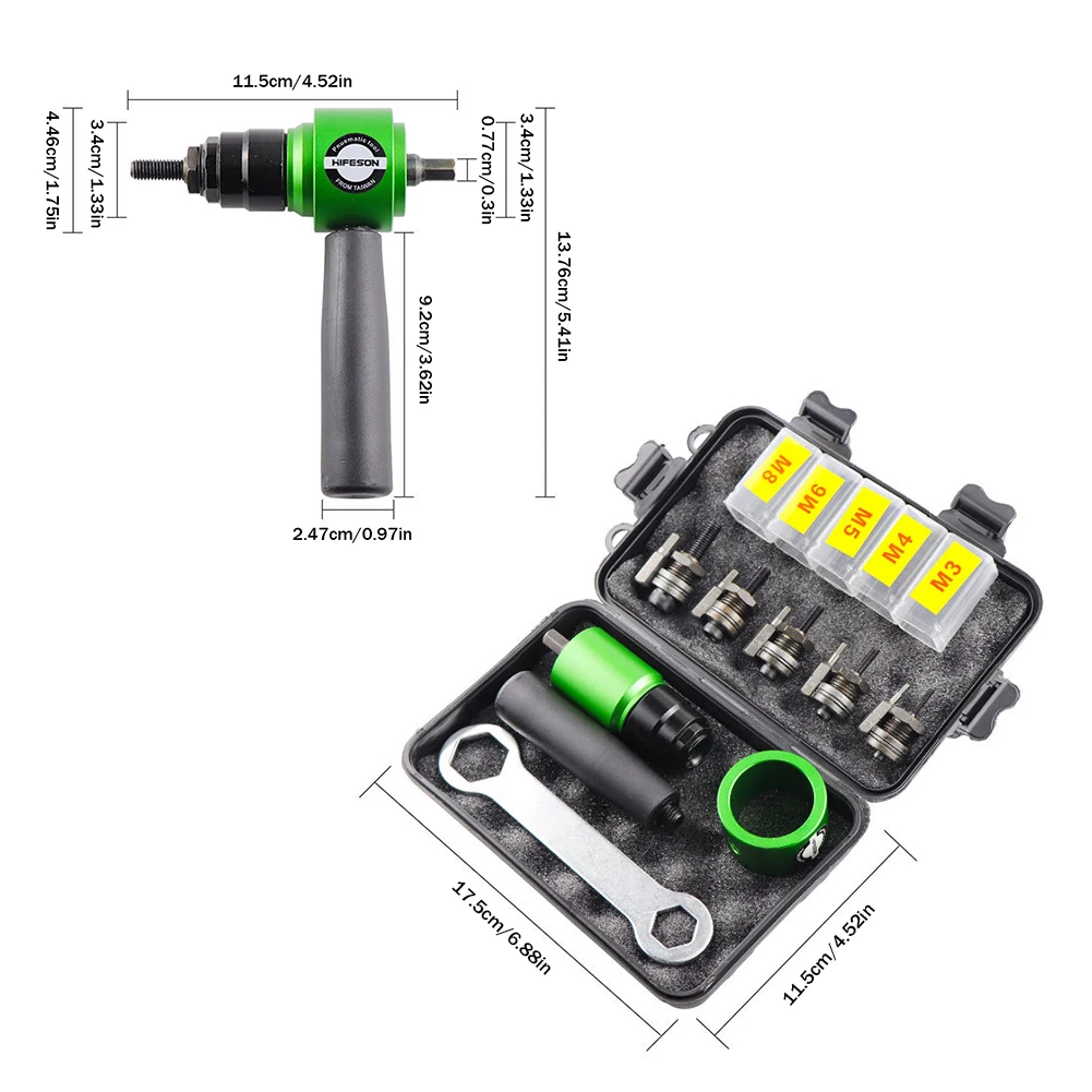 M3~M8 Electric Rivet Gun Rivet Nut Gun Drill Bit Adapter Removable Insert Nut Pull Riveting Tool For Electric Drill/Hand Wrench