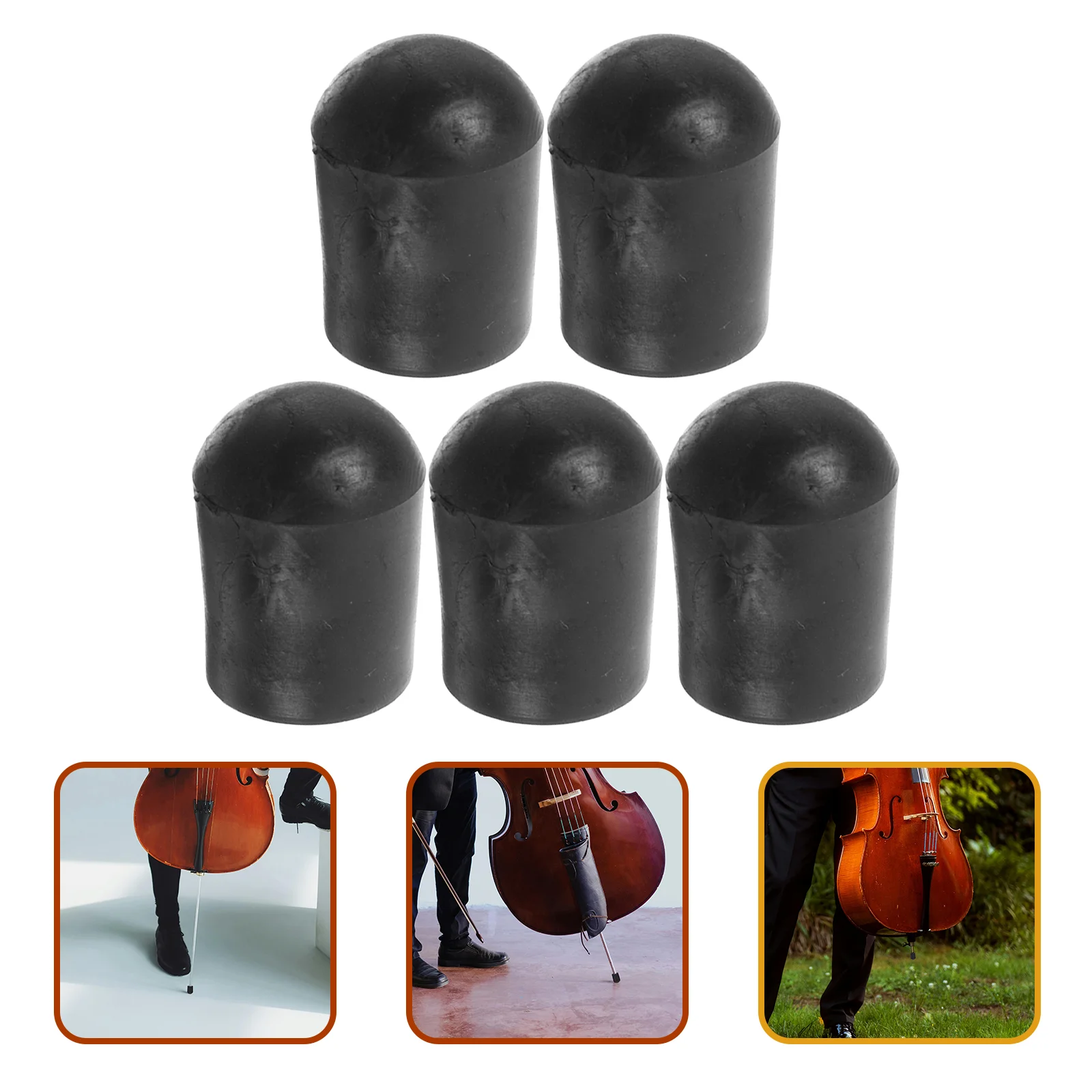 5 Pcs Tailpiece Antislip Pad Double Bass Endpin Rubber Tip Upright Bass Parts Replacement Accessories Musical Instruments Black