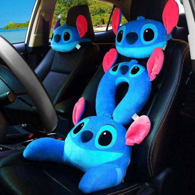 Disney Stitch poggiatesta per auto Kawaii cuscino per il collo blu cuscino  carino morbido peluche per