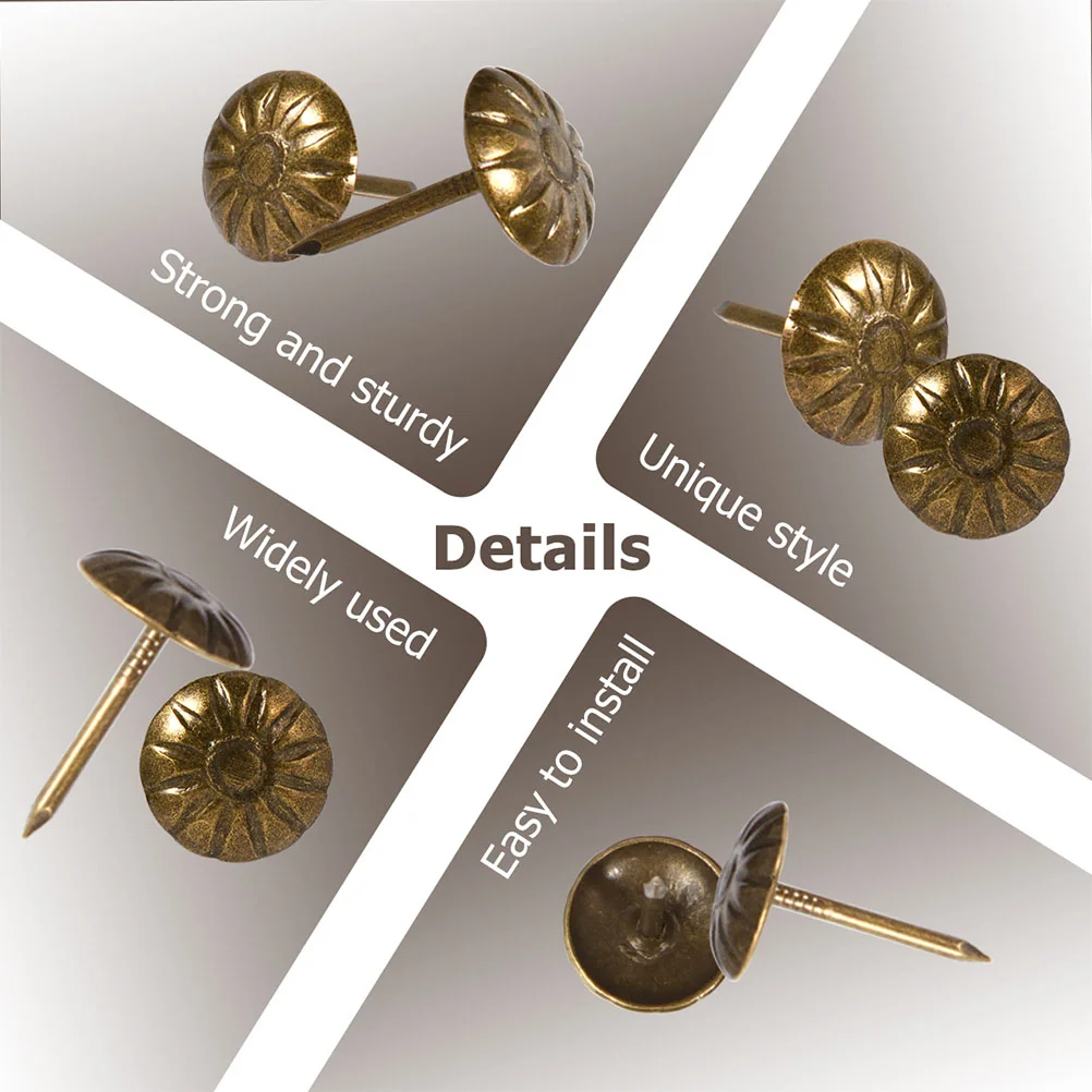 200 Pcs Iron Decorative Nail Heads Furniture Tacks Upholstery Pins Push Pins Thumbtack For Decor Office Binding Supplies