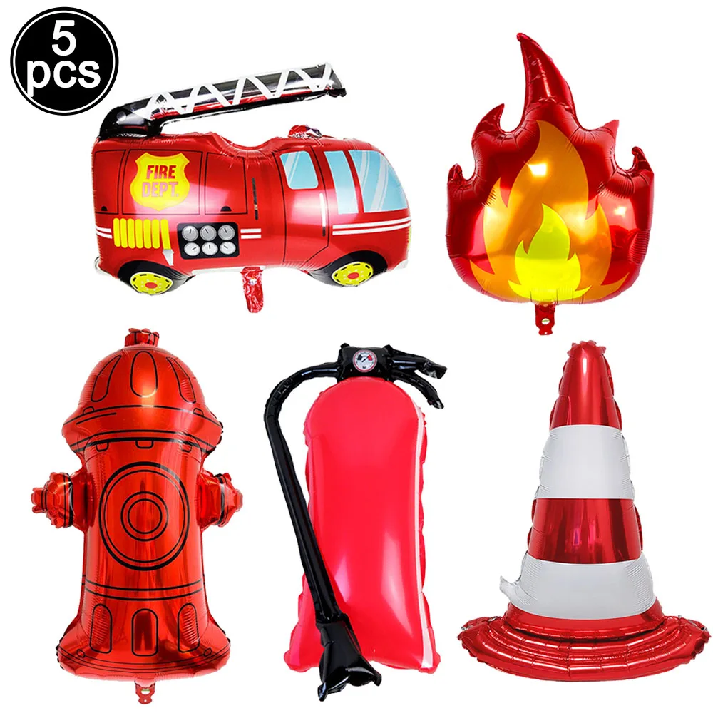 Firefighter Party Decoration Balloon Set - Fire Engine, Airplane & Ambulance Foil Balloons
