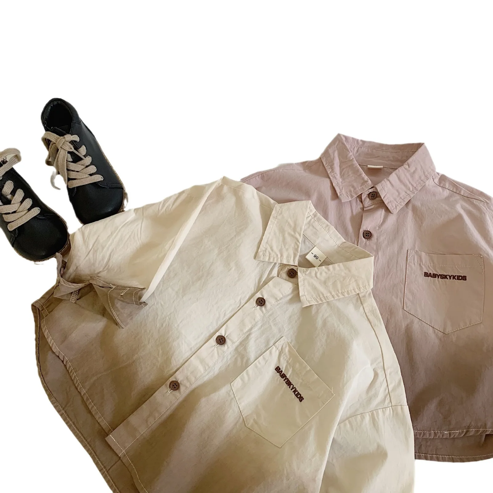 Children Clothes Kids Shirt Autumn New Fashionable Boys Cotton Lapel Dyed Shirt Long Sleeve Handsome Simple Casual Kids Top