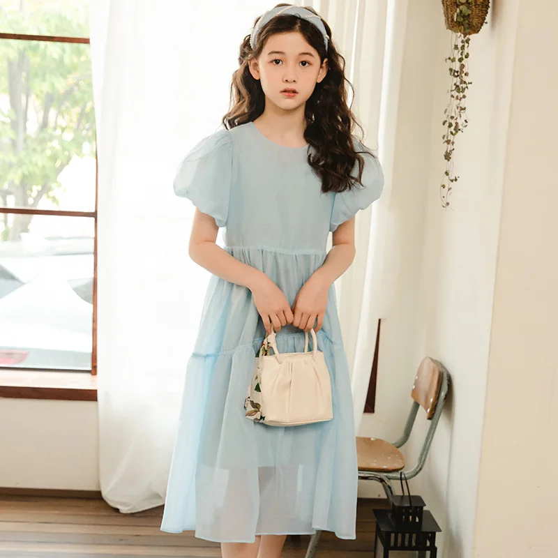 

Children's Dresses Girls Elegant Blue Party Ceremony Costumes 8 10 12 years Kids Clothes