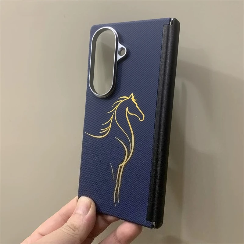 Carbon Fiber Texture Magnetic Wireless Charging Protective Armor Case with Camera Lens Protection