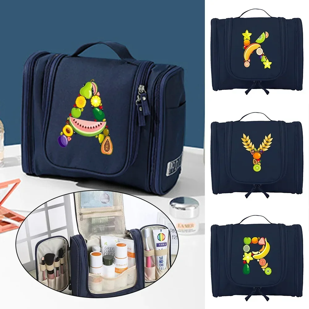 Washing Toiletry Kits Storage Bags Unisex Cosmetic Bag Hanging Travel Organizer Bag Fruit Letter Pattern Women Travel Makeup Bag