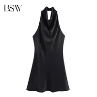 BSAY Satin Texture Dress for Women Fashion Summer New Sleeveless Backless Halter Neck Chic Female Evening Dresses Mujer - Image 2