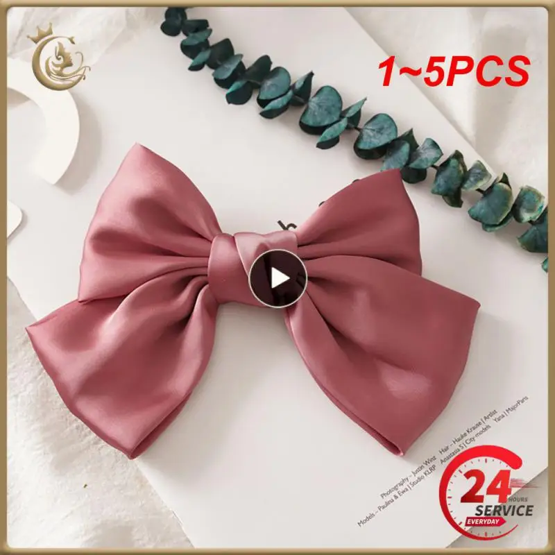 

1~5PCS Vintage Big Hair Bow Ties Cute Hair Clips Satin Two Layer Butterfly Bow Hairpin Girl Hair Accessories For Women Bowknot