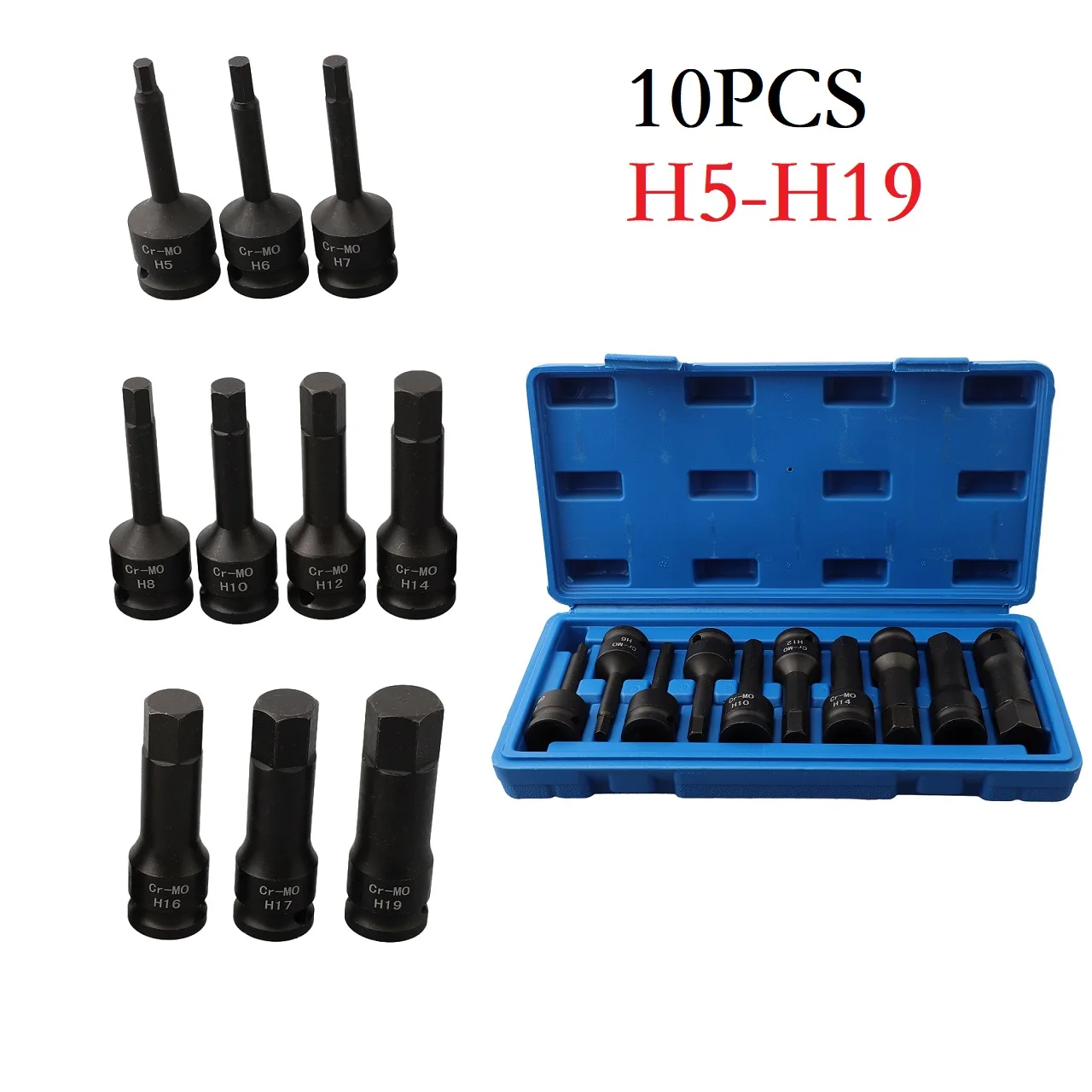 

10X 78mm 1/2inch Impact Drive Socket Wrench Hex Screwdriver Metric H5-H19 Electric Wrench Socket Workshop Equipment Power Tools