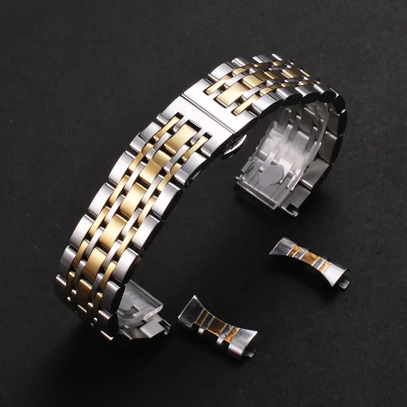 Sleek Stainless Steel Curved Strap with Butterfly Buckle