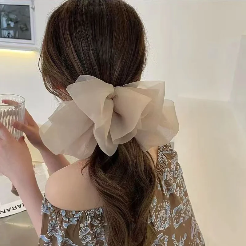 Fermaglio per capelli in Chiffon Bowknot fermaglio per Bowknot Super grande per donna comodo copricapo accessori per capelli donna accessori per abbigliamento - immagine 4
