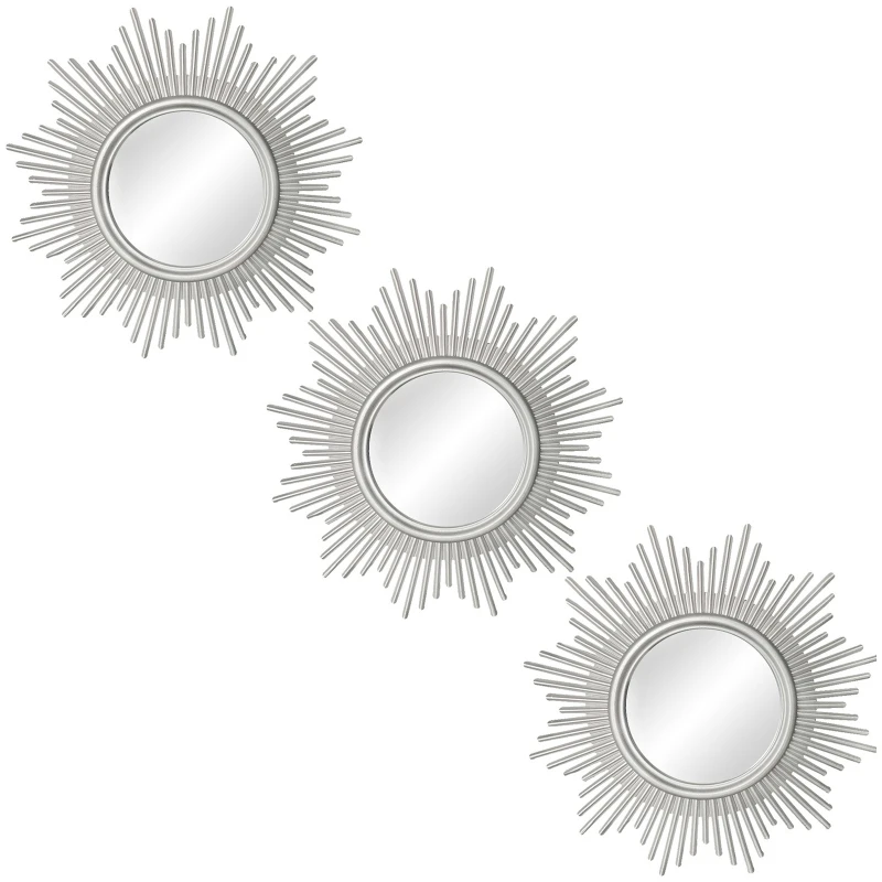 

Silver Mirrors for Wall Decor 3 Pcs Hanging Ornament Art Crafts Supplies for Home Bedroom Bathroom Small Round Wall Mirror Decor