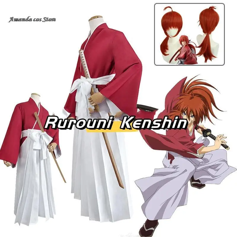 

Anime Rurouni Kenshin Himura Kenshin Cosplay Costume Wig Himura Kimono Haori Kendo Outfit Halloween Unisex Classic Uniform Suit