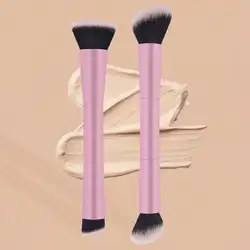 Deluxe Travel - Friendly Dual - Head Makeup Brushes - Soft, Professional Cosmetic Tools for Powder & Blush Application (Pink)