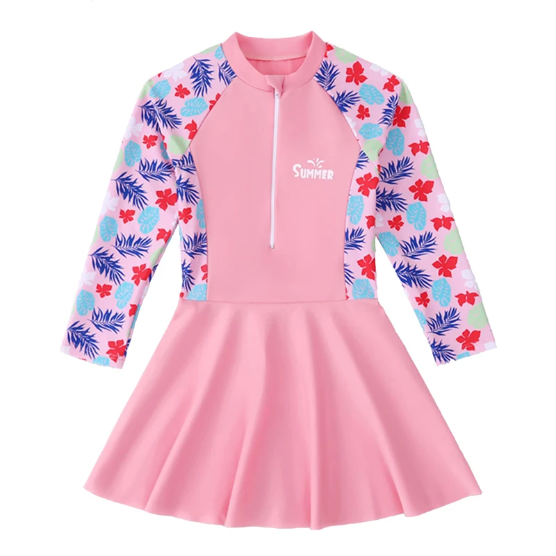 Two Piece Teen Swimwear For Girls Plus Size Swimsuit Kids Children Swimming Suit Front Zipper Beachwear Bathing children swimsuit