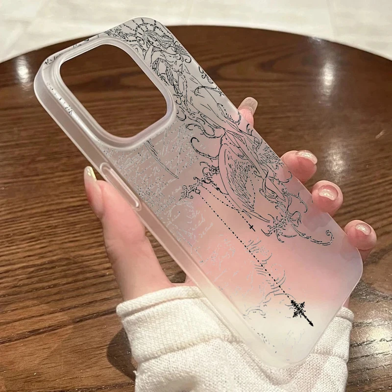 Cross Goddess Pattern Frosted Transparent Phone Case