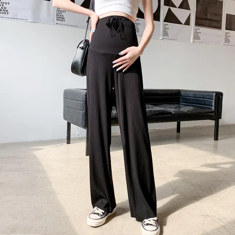 Plus Size Maternity Pant Summer Maternity Ice Silk Pant Summer Maternity Wear Wide-leg Pant Thin Outer Wear Loose Pleated Pant 3