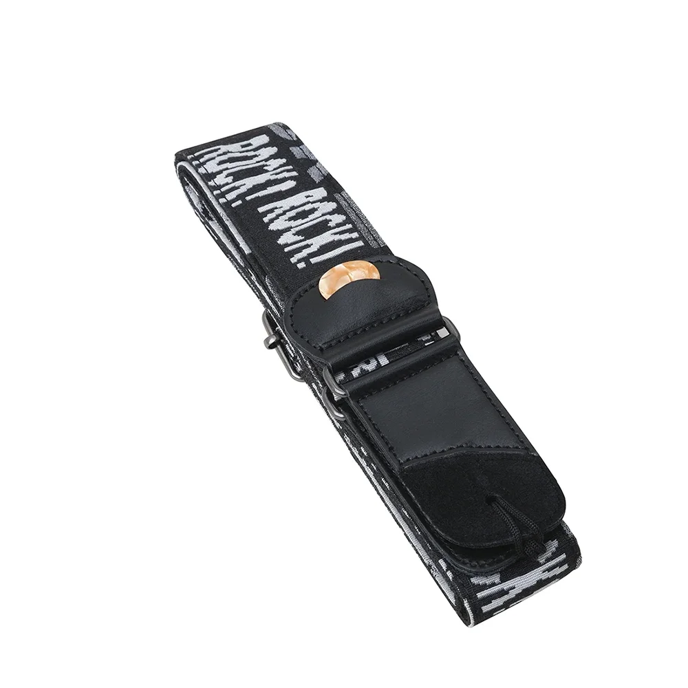 Embroidered Electric Guitar Strap with Plectrum Holder - String Instrument Accessory