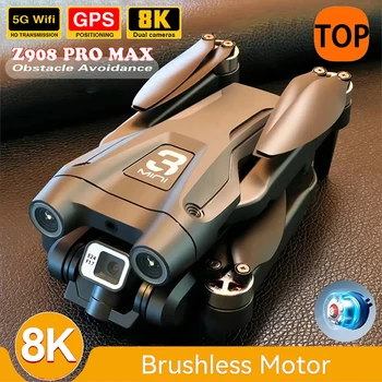 Nuovo drone GPS a doppia fotocamera originale Z908Max 8K con FPV da 10 km, evitamento ostacoli, motori brushless e design quadricottero pieghevole