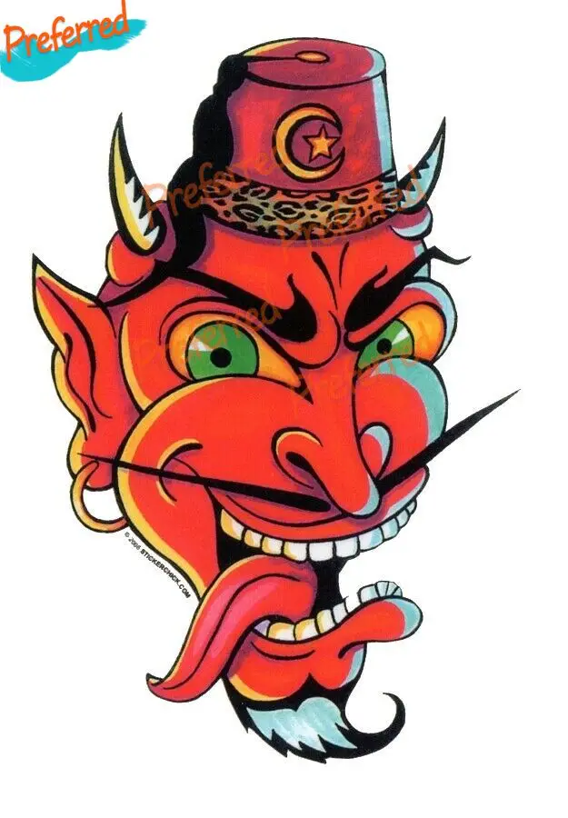 

Interesting Cartoon Car Sticker DEVIL SHRINER #HOTROD #KULTURE FOR Car,Bicycle,Laptop,Skateboard,Luggage,Wall ,Fridge Decals