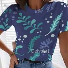 

Fashion Blouses for 2022 Leaves Pattern 3d Printed T-shirts Women Short-sleeve Tops O-Neck Oversuized Casual Female y2k CLothes