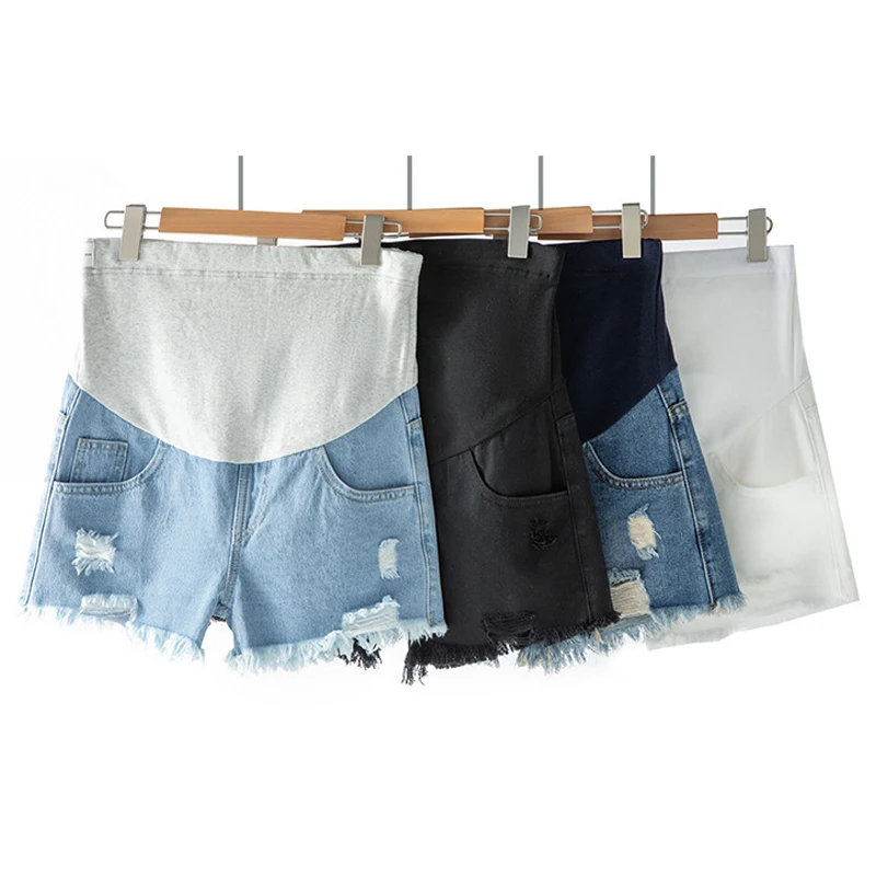 Summer Women Maternity Short Pants Pregnancy High Waisted Denim Shorts Plus Size