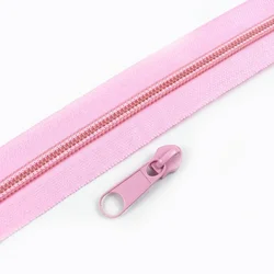 Colorful Nylon Coil Zipper Tape with Sliders for DIY Sewing and Garment Decoration (Pink)