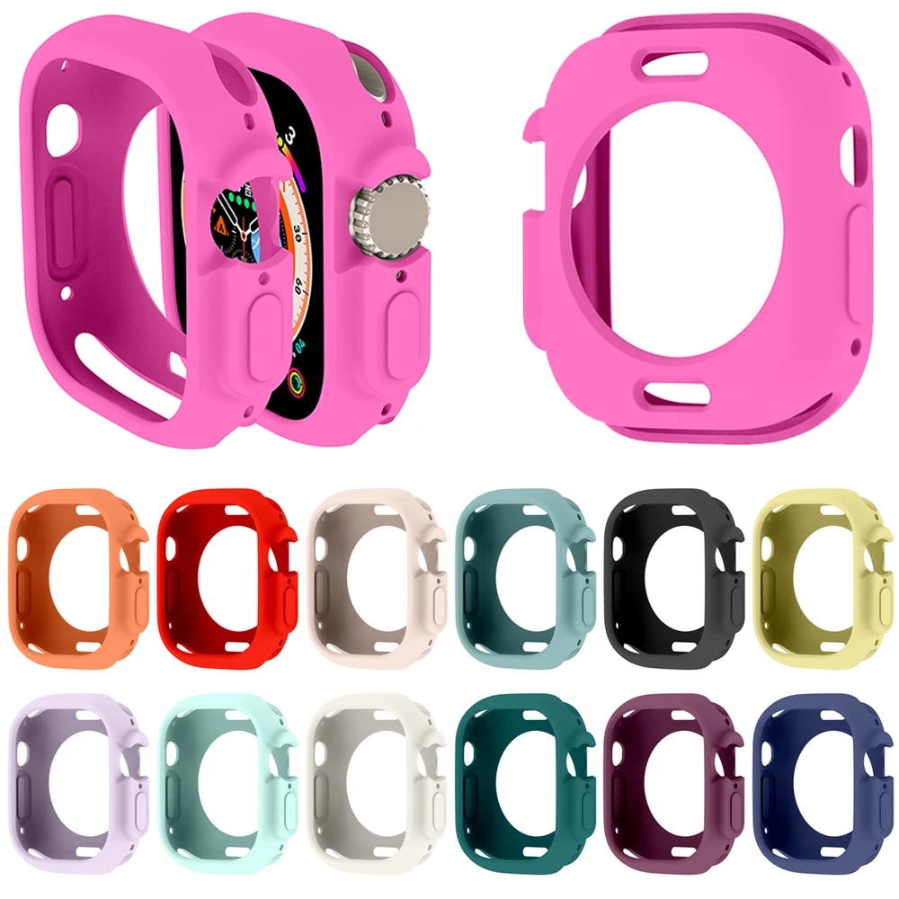 

Apple Watch Ultra 49mm защитный чехол из мягкого силикагеля средне - пустого каркаса подвижной интеллектуальный часовой бампер для iwatch 8 / 7 41mm 45mm