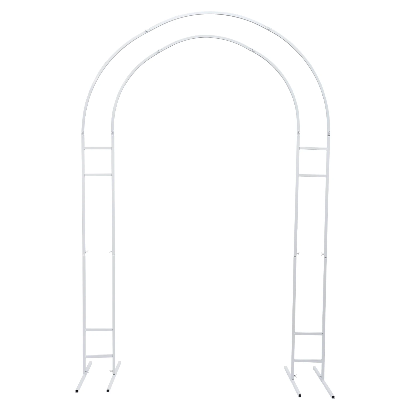 2.2m Gold/White Wedding Arch Stand Metal Backdrop Frame with Stable Base DIY Event Decor for Flowers Balloons Garden Outdoor
