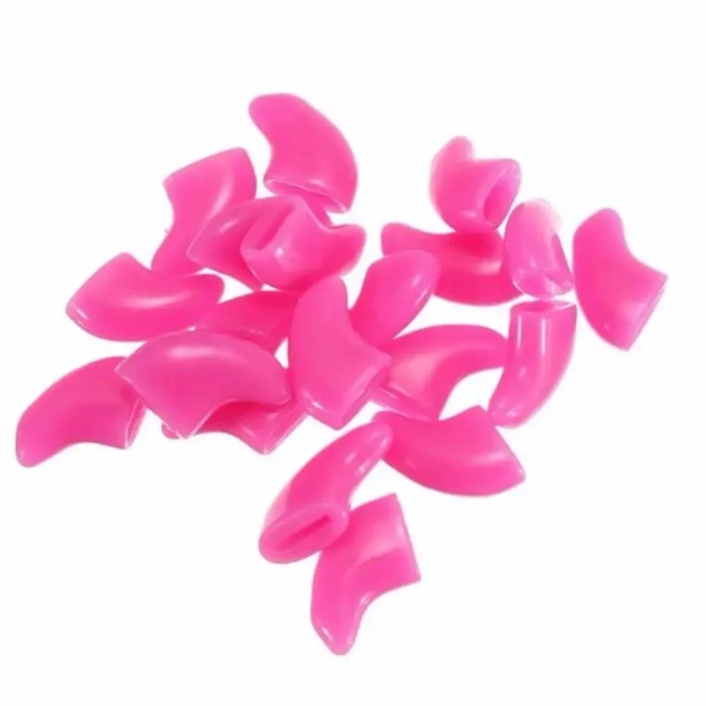 Lovely 20pcs Silicone Soft Cat Nail Caps Cat Nail Covers Pet Claw Paws Caps Adhesive Glue Animal Protection 3