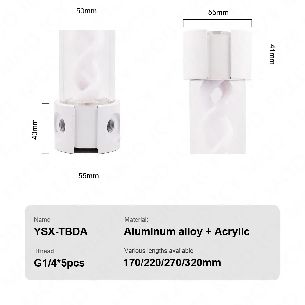 Zemod-autônomo Argb Dna Cilindro Tanque de Água Reservatório Rgb 50 mm 5v3pin t Virus Espiral Descarregador Bolha Ysx-tbda - Imagem 6