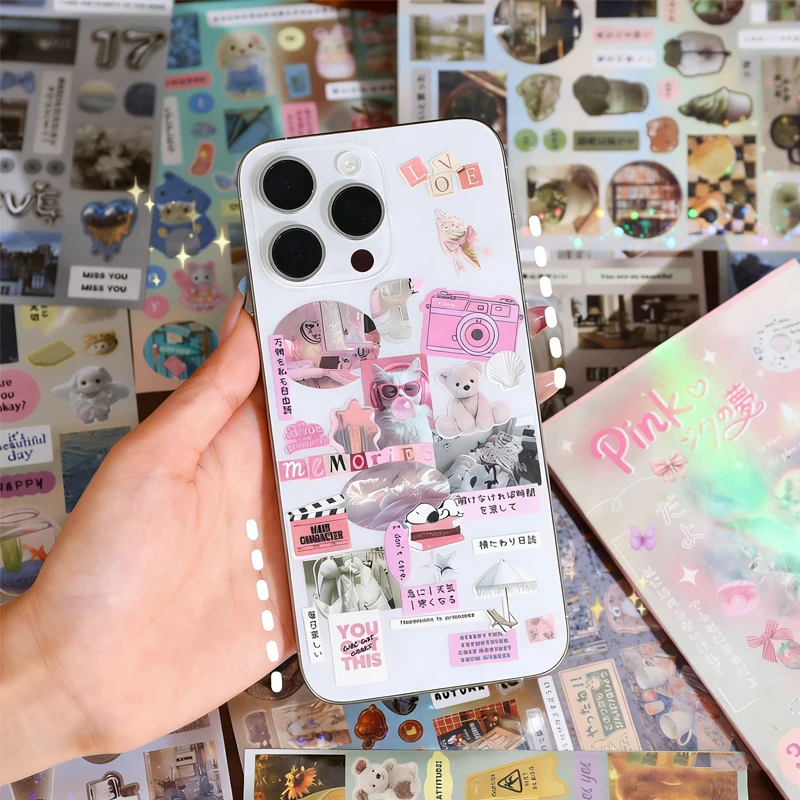 미스터페이퍼 30매/권 일본 전통 스타일 다이컷 스티커북 인스 감성 저널 & 탑로더 DIY 폰케이스 스크랩북 데코레이션